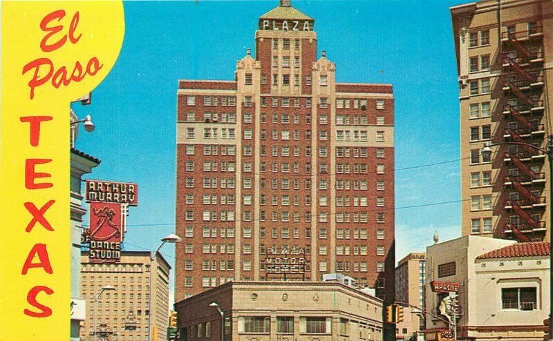 El Paso Texas Plaza Hotel Petley roadside Postcard 20-12763