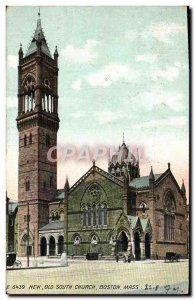 Postcard Old New Old South Church Boston Mass