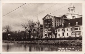 Tache Avenue St Boniface Manitoba MB Cathedral Red River 1950 RPPC Postcard H45