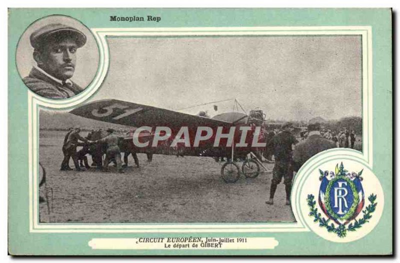 Old Postcard Jet Aviation monoplane Rep Circuit Europeen June July 1911 depar...