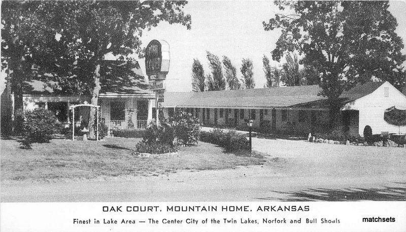 1940s Oak Court Mountain Home Arkansas Motel Contract postcard 12311