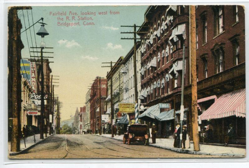 Fairfield Avenue Bridgeport Connecticut 1911 Republican Advertising postcard