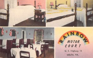 Melfa Virginia Rainbow Motor Court Interior Vintage Postcard AA31795