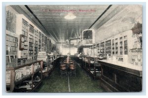 c. 1906 J. G. Sprowl's Drug Store Warren IN Postcard Interior View Indiana