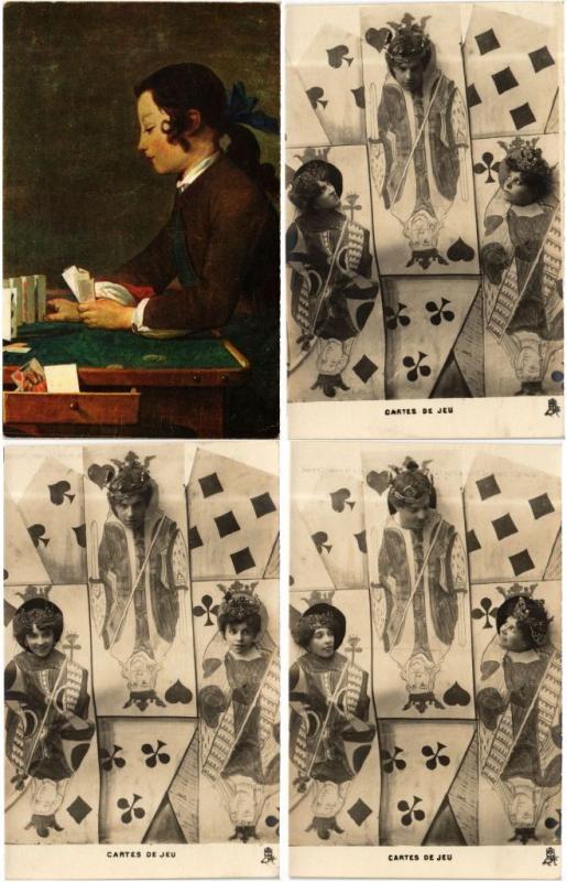 PLAYING CARDS, JEUX CARTES GAMES 28 CPA Vintage postcards pre-1940