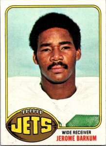 1976 Topps Football Card Jerome Barkum New York Jets sk4398