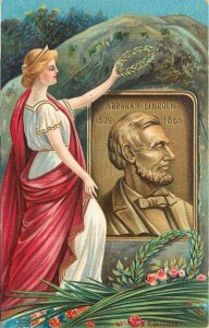 Embossed Postcard Abraham Lincoln Gets a Laurel Wreath S/A Chapman 51658