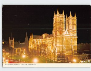 Postcard Floodlit, Westminster Abbey, London, England