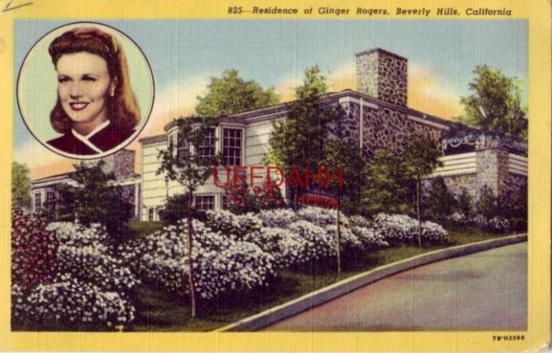 RESIDENCE OF GINGER ROGERS (in inset) BEVERLY HILLS, CA 