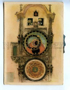 289936 Czechoslovakia Prague clock Old MECHANICAL postcard