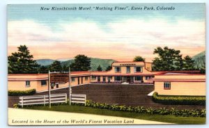 ESTES PARK, CO Colorado ~New  KINNIKINNIK MOTEL  c1950s Roadside Linen Postcard