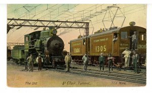 Canada - ON, Sarnia. St. Clair Tunnel Trains (steam & electric) ca 1909