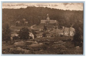 c1950 Ben Mere Inn Harbor Boat Building Houses Roads Lake Sunapee NH Postcard 