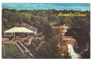 Rainbow Falls & Entrance Building - Ausable Chasm NY - 1977 Chrome Postcard