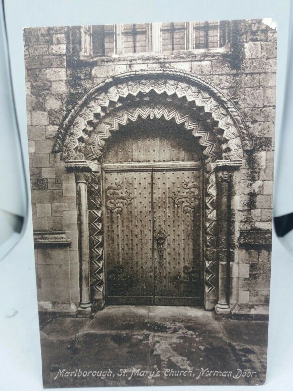 Vintage Antique Friths Postcard St Marys Church Marlborough Norman Door Unposted