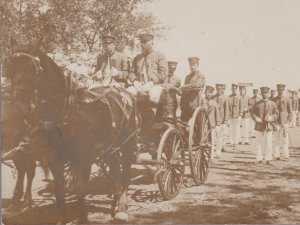 Huron SOUTH DAKOTA RPPC 1910 FIRE DEPARTMENT Parade FIREMEN MARCHING Wagon SD 2