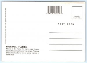 FLORIDA BASEBALL Detailed Map SPRING TRAINING Stadium Locations  4x 6 Postcard