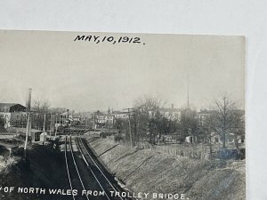 RPPC Postcard View Of North Wales PA From Trolley Bridge