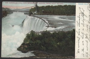 NY American Fall and Suspension Bridge Goat Island with Glitter pm1906 ~ Und/B