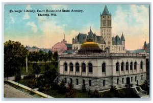 Tacoma Washington WA Postcard Carnegie Library Court House And State Armor 1913