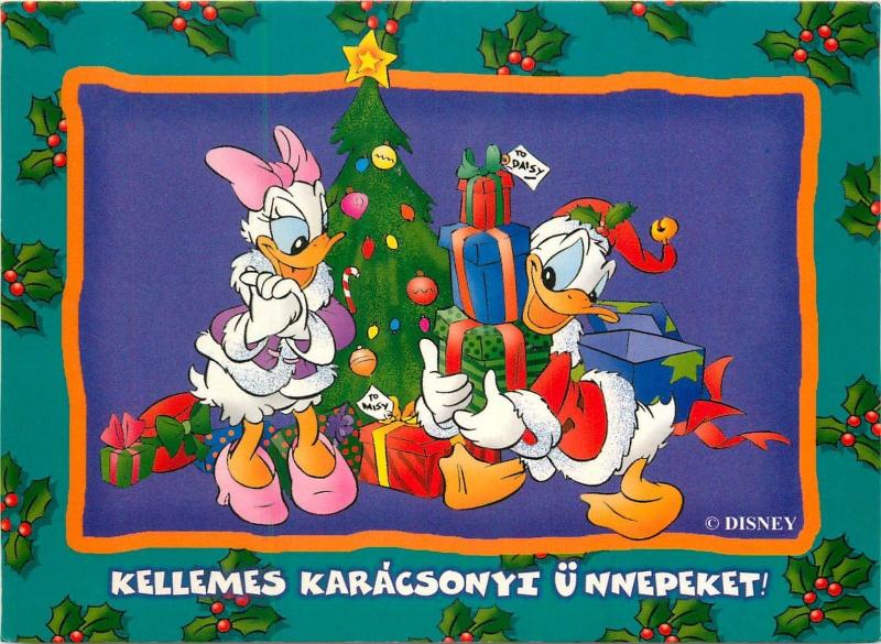 Disney Cartoons Characters Happy Christmas Tree Gifts Daisy & Donald Duck