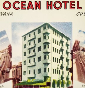 Ocean Hotel Havana Cuba Postcard Malecon Drive c1930-40 5 Stamps Import DWS5D