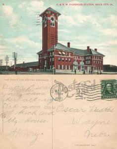 SIOUX CITY IA RAILWAY STATION ANTIQUE POSTCARD RAILROAD TRAIN DEPOT