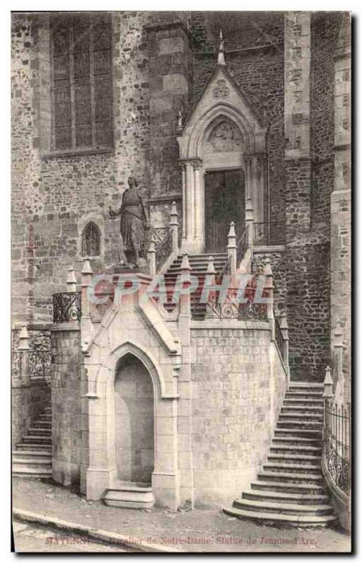 Old Postcard Mayenne Staircase of Our Lady Statue of Joan of Arc