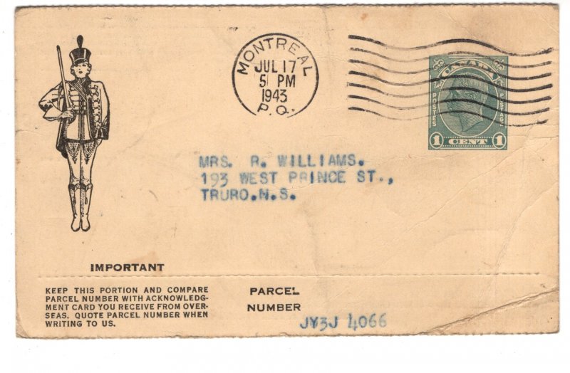 Imperial Tobacco, Sweet Caps Order, Postal Stationery Postcard, Used 1943