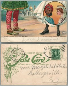 FOOTWEAR OF NATIONS INDIA ANTIQUE 1906 UNDIVIDED POSTCARD Woonsocket Rubber Co.