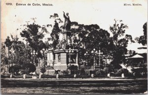 Mexico Estatua de Colon Mexico City Vintage Postcard C204