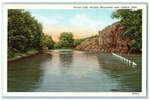 1920 Scenic View Sunset Lake Wichita Mountains Lawton Oklahoma Unposted Postcard