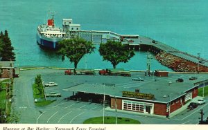 Vintage Postcard View of Bar Harbor Ferry Terminal MV Bluenose at Dock Canada