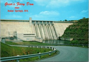 CONTINENTAL SIZE POSTCARD GREER'S FERRY DAM NEAR HEBER SPRINGS ARKANSAS