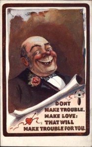 Bamforth Artcolor Comic Fat Rich Man Valentine Romance c1910 Vintage Postcard