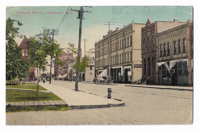 USA Second Street Ashland Wisconsin Vintage Postcard 01.14 