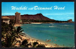 Hawaii WAIKIKI BEACH and Diamond Head pm1964 ~ Chrome