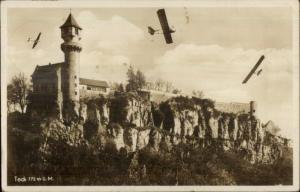 W�rttemberg Germany Teck Castle & Airplanes Monoplanes Real Photo Postcard