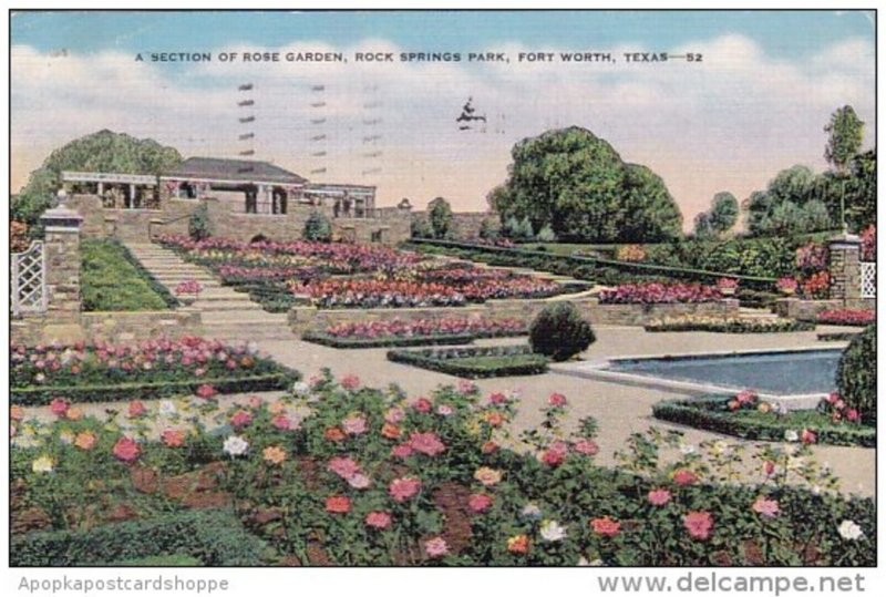 Texas Fort Worth A Section Of Rose Garden Rock Springs Park 1941