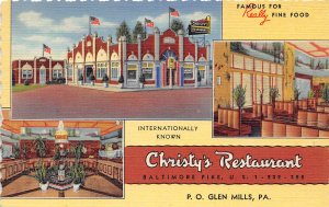 Christys Restaurant US 1 Highway Baltimore Pike Glen Mills Pennsylvania postcard