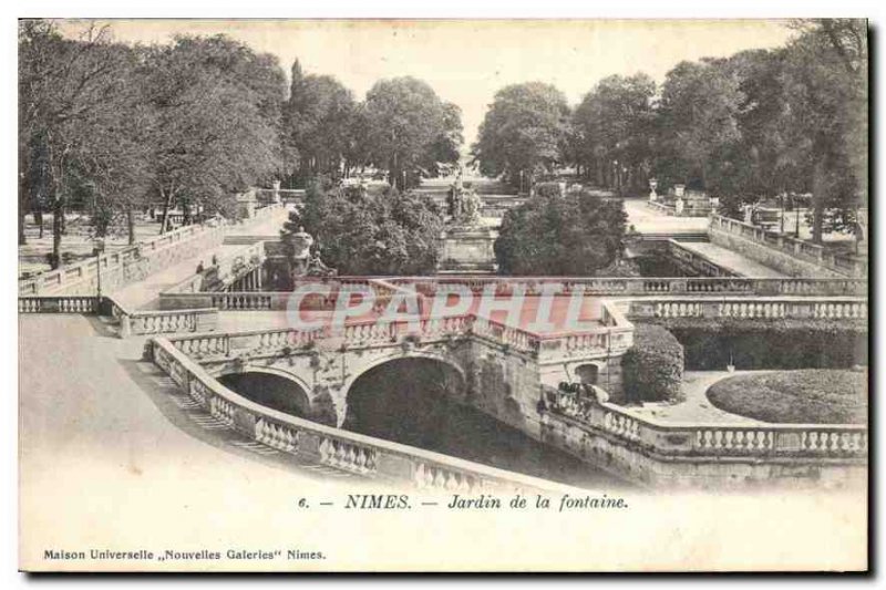 Postcard Old Nimes Garden Fountain