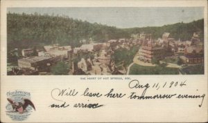 Hot Springs AR Birdseye w/ View of Crystal Grotto on Backside Postcard