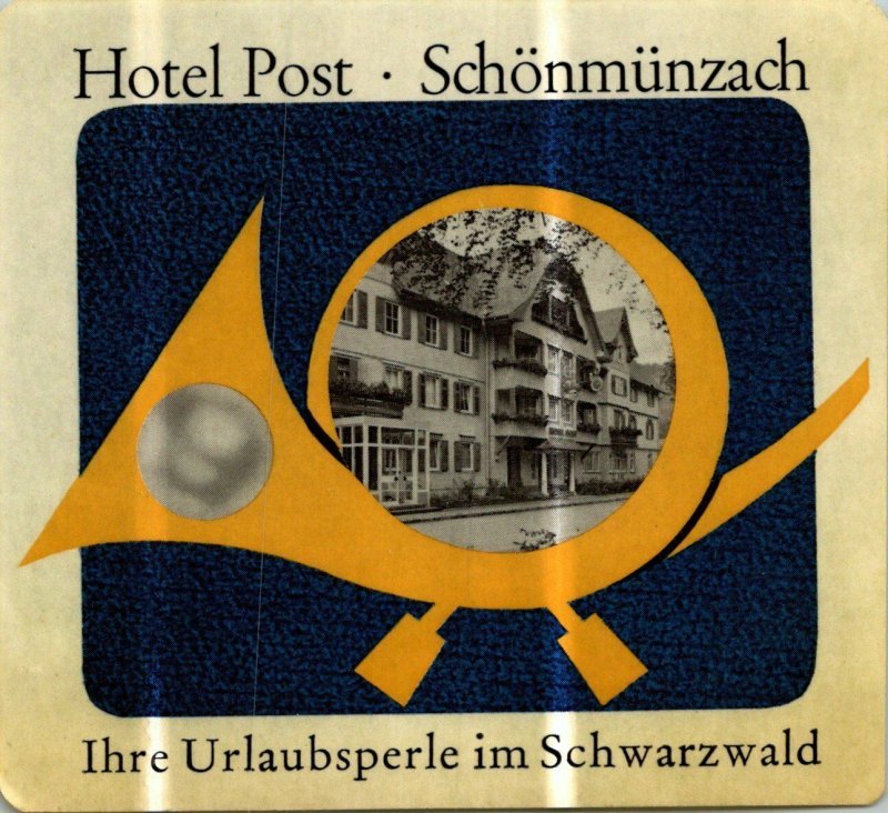 Germany Schoenmuenzach Hotel Post Vintage Luggage Label sk4869