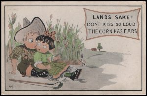 farmgirl warning postcard: Lands Sake!  Don't Kiss So Loud