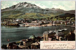 1905 Luzern - Kursaal Hotel National U Pilatus Switzerland Posted Postcard