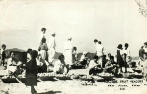 PC CPA KOREA, ROADSIDE FRUIT VENDORS NEAR PUSAN, REAL PHOTO Postcard (b3187)