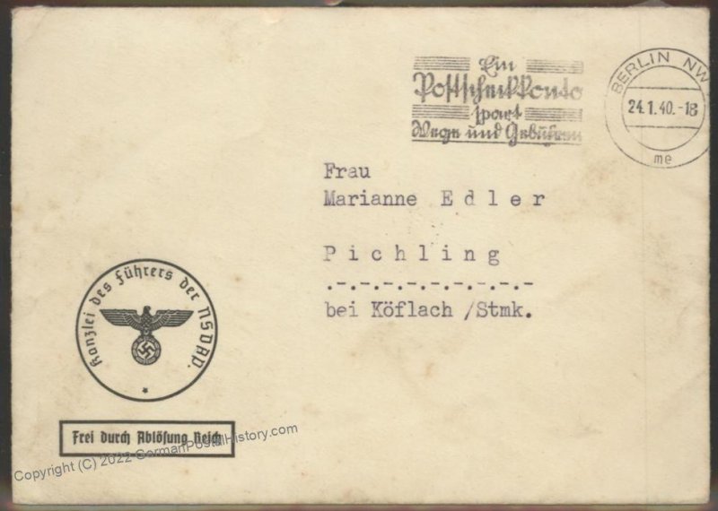 3rd Reich Germany 1942 Adolf Hitler Personal Stationery Cover and Letter  106922