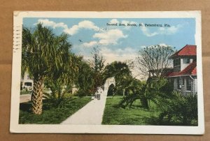 VINTAGE POSTCARD - 1917 USED - SECOND AVE. NORTH, ST. PETERSBURG, FLORIDA