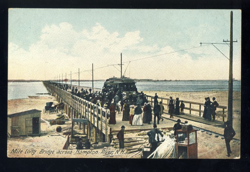 Hampton, New Hampshire/NH Postcard, Hampton River Bridge, Trolley, 1920's?