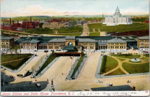 Union Station and State House Providence RI Rhode Island c1906 Postcard F14